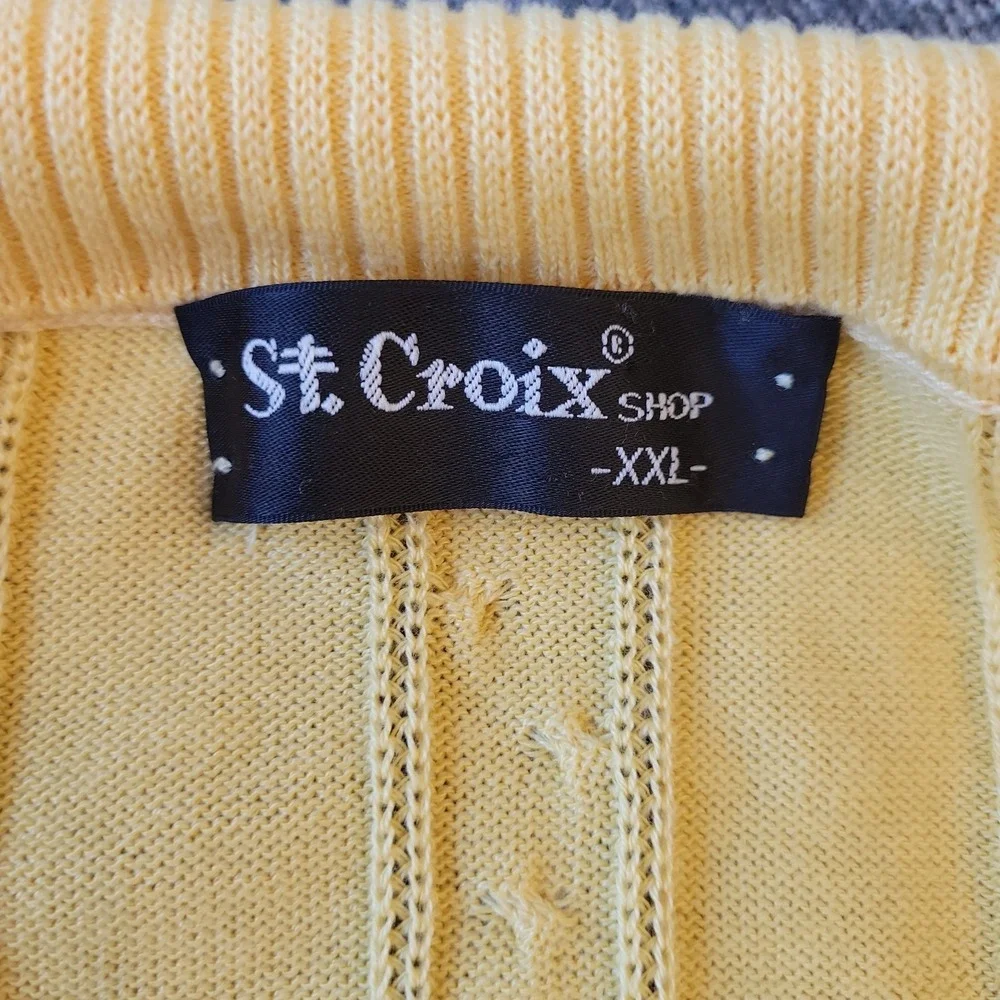 VTG St. Croix Sweater Men's 2XL Yellow Knit Long Sleeve Stretch Banded Waist‎